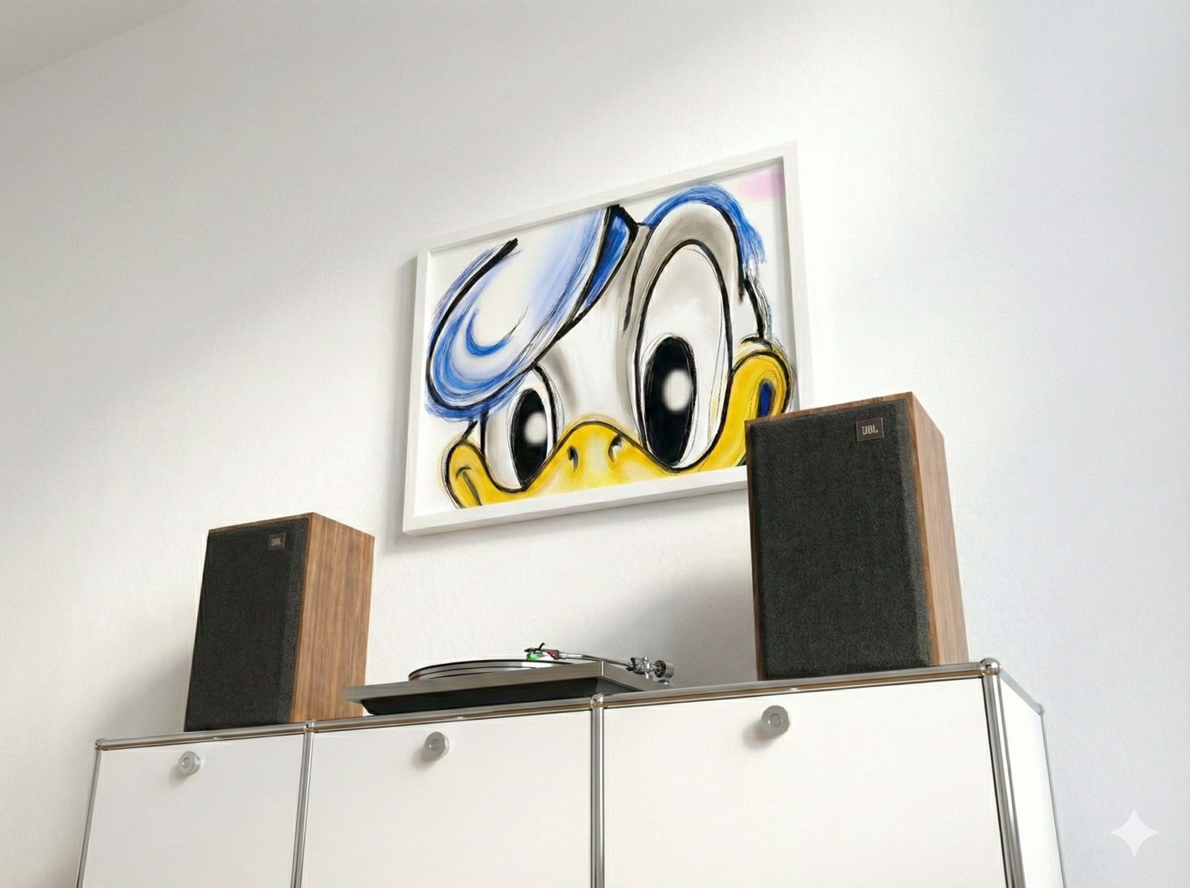 "Donald Duck in an expressionist style"